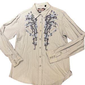 Brooks & Dunn Women's Large Embroidered Long Sleeve Clear Snap Western Shirt
